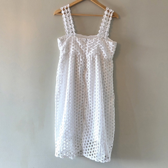 Line & Dot Raneal Dress Loop Laced Eyelet Lace White Back Zipper Size Medium - Picture 10 of 12